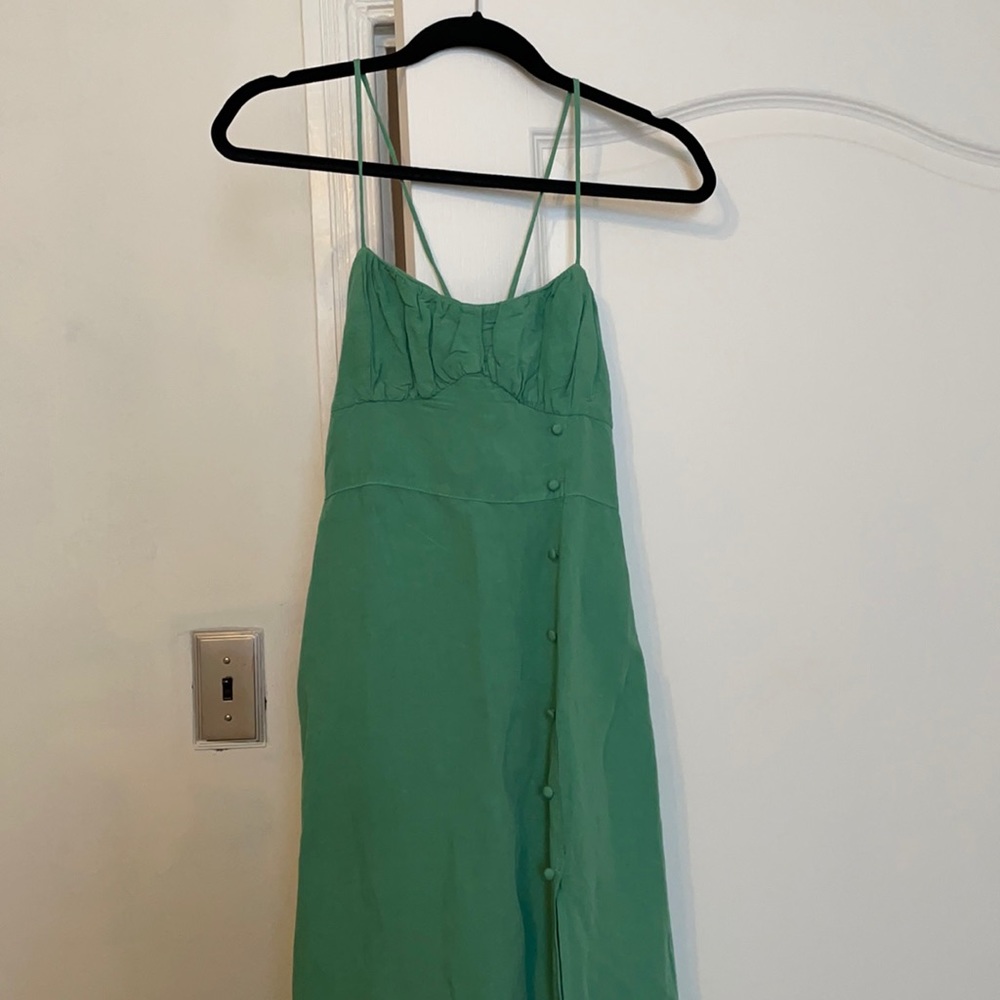 Zara Green Linen MIDI Dress Small